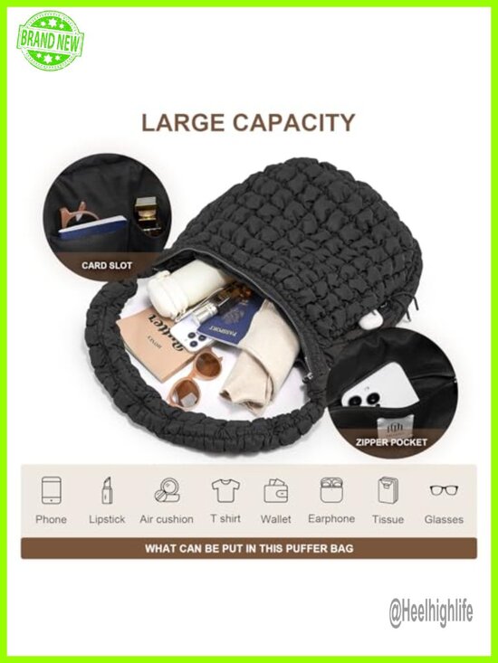 Amazon.com: Puffer Tote Bag for Women Large Quilted Tote Bag  Large Quilted Tote Bag Puffer Purse Crossbody with Adjustable Strap